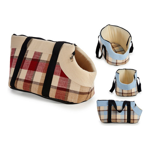 Carrier for Dogs Squared 100 % polyester (28 x 39 x 40 cm) beige/blue